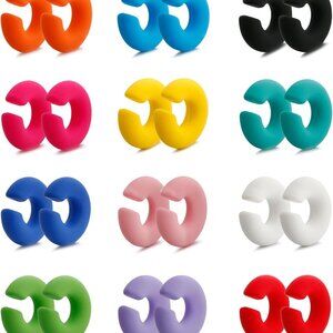 Colorful acrylic cuff earrings set, 12 pairs, non-piercing, trendy jewelry for w